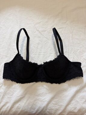 Aerie Show Off Black Lace Underwire Lightly Lined Balconette Bra
